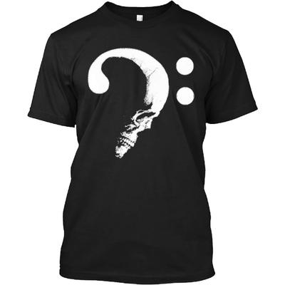 Bass Skull Clef White for Bassist Bass Guitar Player T-Shirt Long Sleeve Tee for Men Women