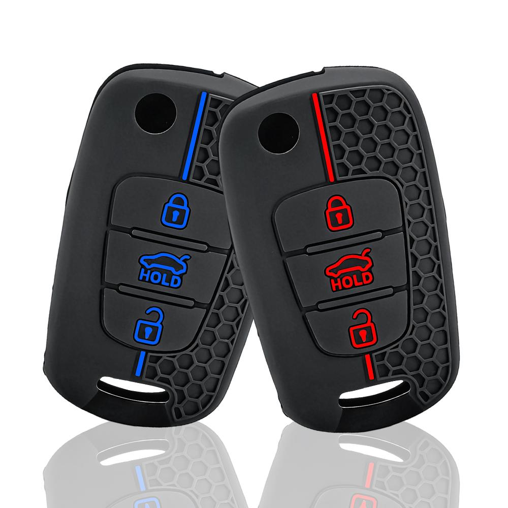 Silicone Key Fob Cover Case Fit For Kia Soul Venga Picanto Rio Sorento Ceed Sportage Fit For Hyundai I20 I30 Veloster Ix20