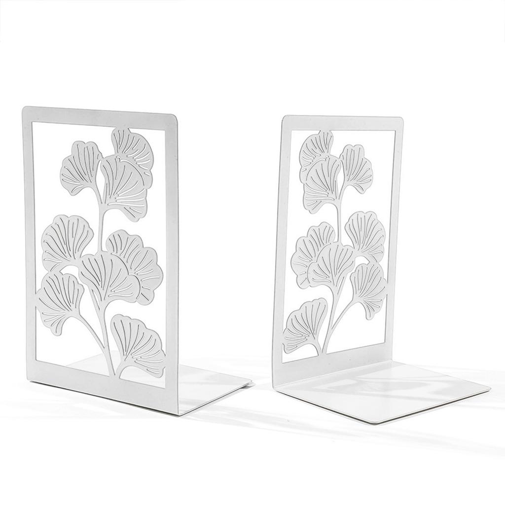 2Pcs Book Ends for Shelves Hollowed Leaf Metal Bookends Heavy Duty Book End Decorative Book Stoppers for Office School