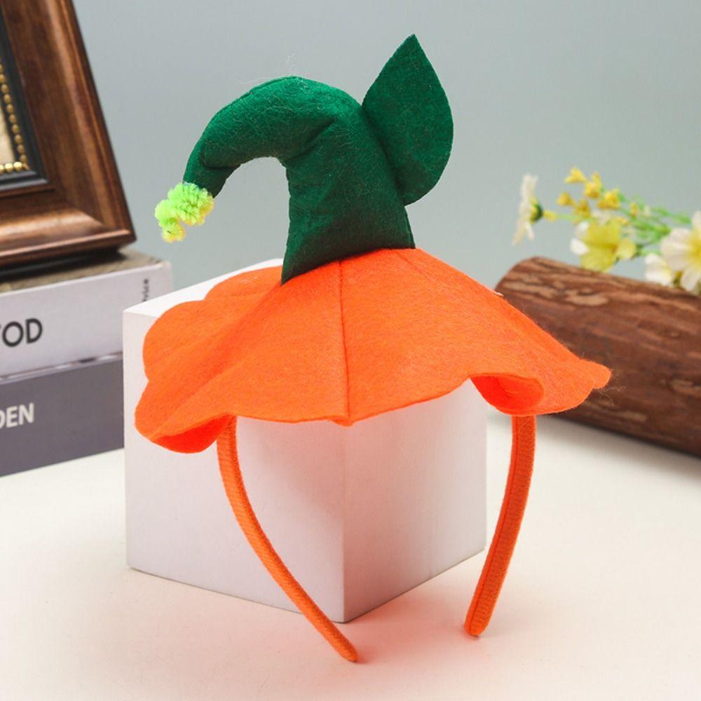 Bandeau d'Halloween Orange Vif Clip Cheveux Festival Non Tissé Cerceau Cheveux Citrouille Événement Scolaire