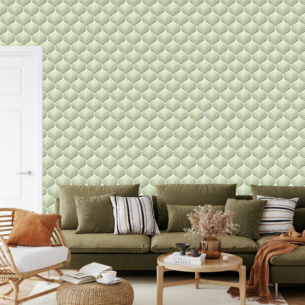 Green retro pattern wallpaper for living room and bedroom 50x1000
