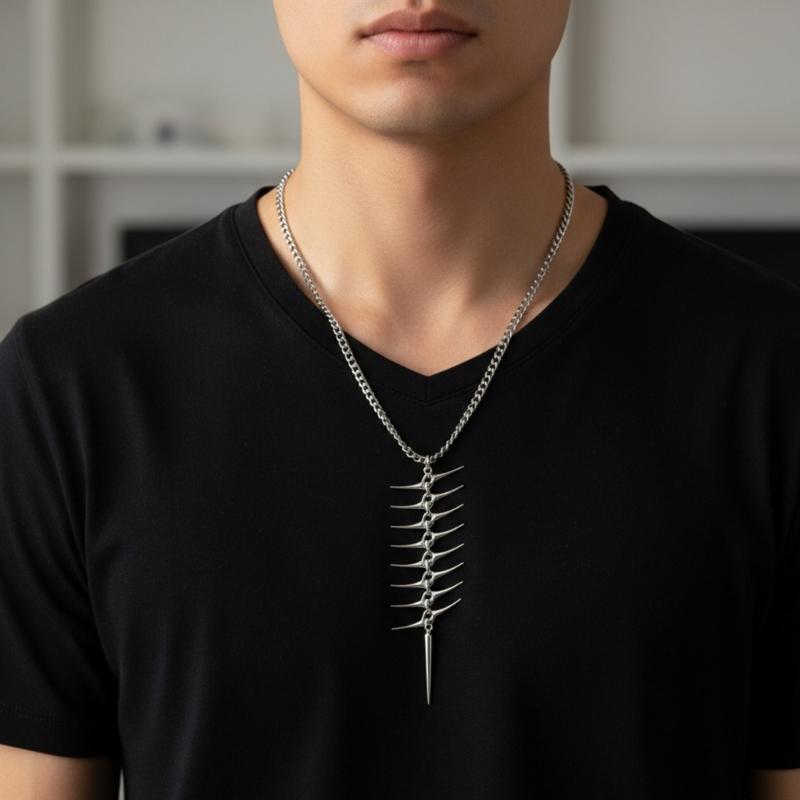 Artistic Silver Fishbone Chokers Ergonomic Neck Chain Gothic Jewelry With Thorn Detailing For Special Occasions