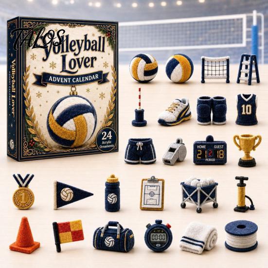 Sports Collectibles for Enthusiasts Advent Calendar 2026, 24-Day Christmas Countdown Box with Mini Durable Sport Ornaments Volleyball Golf Hockey