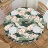 Nelumbo Nucifera Flowers and Lily Pads Tablecloth Round Oilproof Lotus  Table Cloth Cover for Banquet 60 Inch
