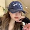 Korean Bowknot Embroidery Baseball Cap for Women Soft Cotton Adjustable Denim Duck Tongue Caps Girls Sun Visors Peaked Hat