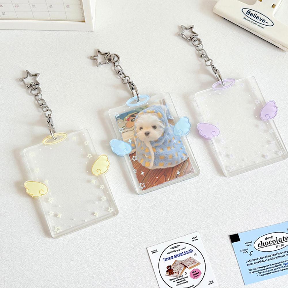 Angel Wings Card Holder K-POP Idol Album Postcard Organizer Clear Acrylic Badge ID Card Holder K-pop Album Binder Photo Frame