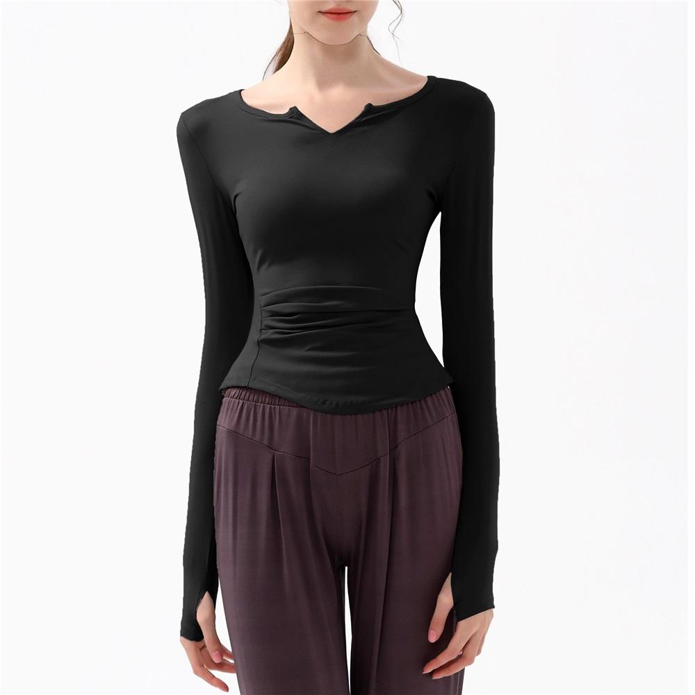New Spring And Autumn V-neck Sport Top, Yoga Wear, Long-sleeved T-shirt, Professional Running, Quick-drying, Nude Slimming And Fitness Wear For Women