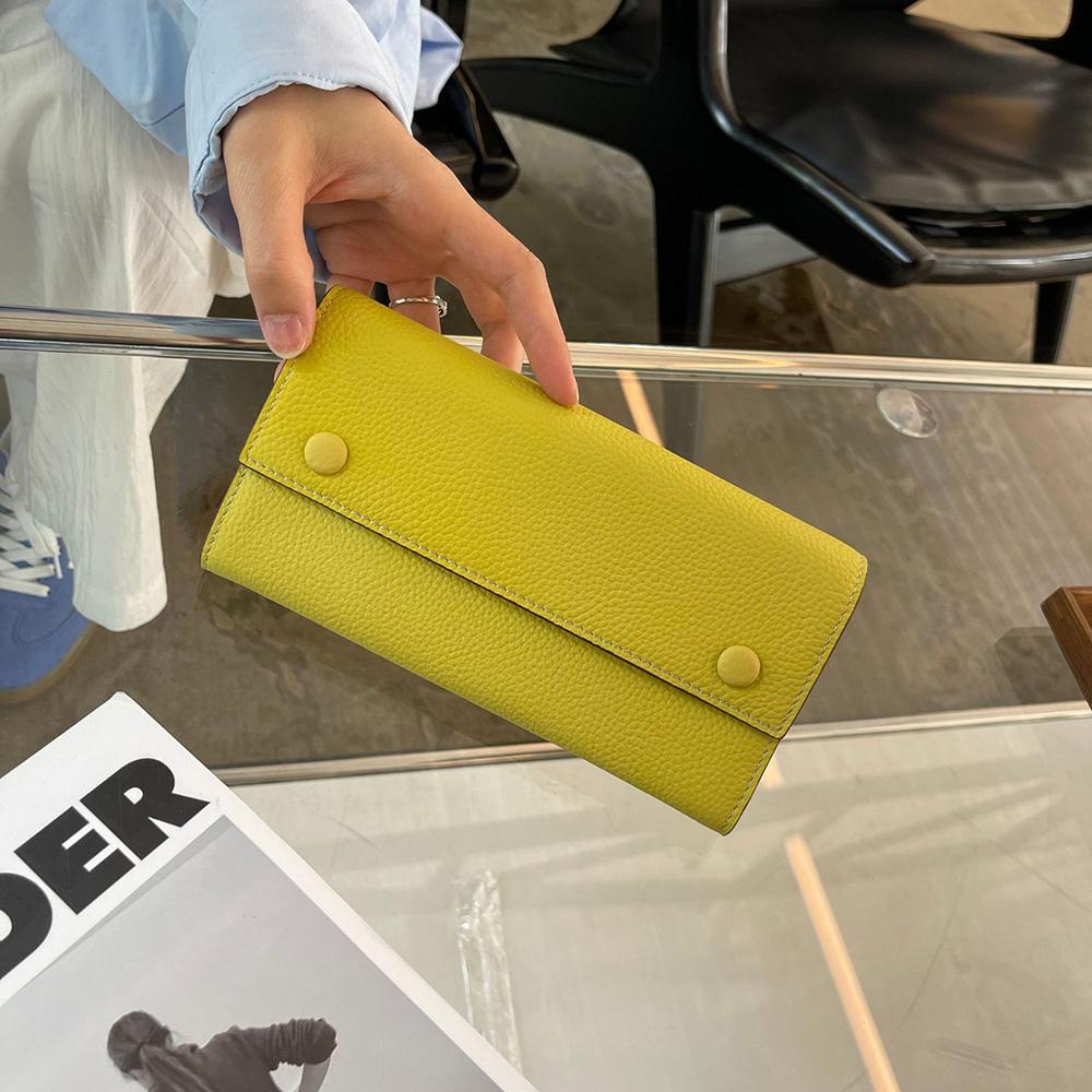 2025 Dámské peněženky z pravé kůže První vrstva hovězí kůže Dlouhá peněženka Dvoubarevné peněženky Psaníčka pro dámy Peněženky