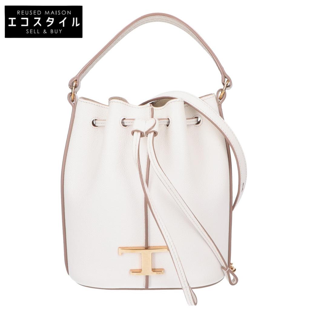 TOD'S Timeless 2-Way Drawstring Bucket Bag Shoulder bag whiteUsed