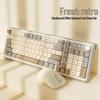Wireless Bluetooth Keyboard Mouse Set - Wired Mechanical Feel Tea Switch for Girls, Office, E-Sports