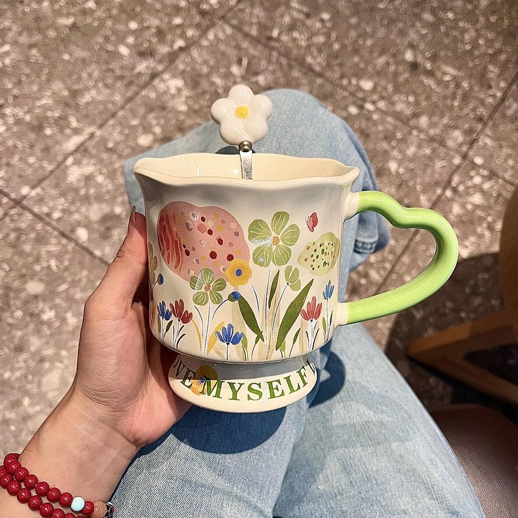 High-End Ceramic Cups, Niche Design Water Cups, Large-Capacity Coffee Cups, Mugs, And Gifts For Girls