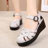 Fashion GKTINOO Summer Wedge Shoes for Women Sandals Genuine Leather Open Toe High Heel Casual Ladies Buckle Strap Fashion Female Sandal