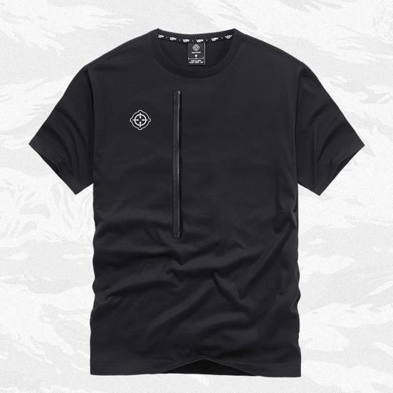 Camicia da uomo Decorazione con cerniera Fresca Tasche staccabili Stile giovane Tessuto morbido Scollo a O Ampia Hip Hop Stile Girocollo Top da uomo Abbigliamento maschile