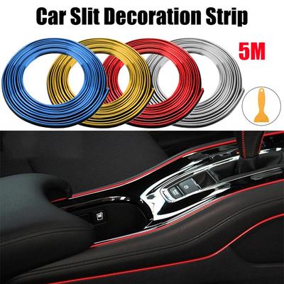 5M Auto Zierleisten Dekoration Flexible Streifen Tür/Mittelkonsole/Innenraum Spaltverkleidung Universal Chrom Zierleiste Helle Leiste