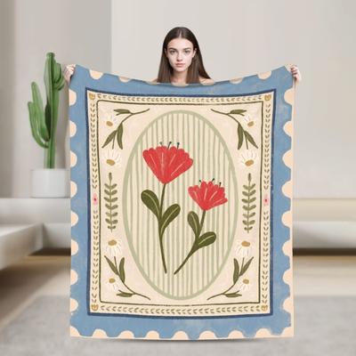 Weiche Warme Decke Mädchen Jungen Reise Rand Malerei Kunst Blume Überwurfdecke Flanell Tagesdecke Mode Sofa Bettbezug