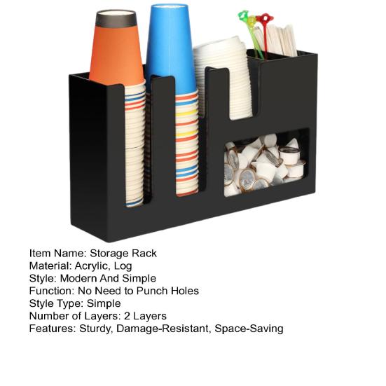 Coffee Cup And Lid Holder Organizer Acrylic Dispenser for Disposable Cups Condiments Straws Storage Rack for Home Office Bar