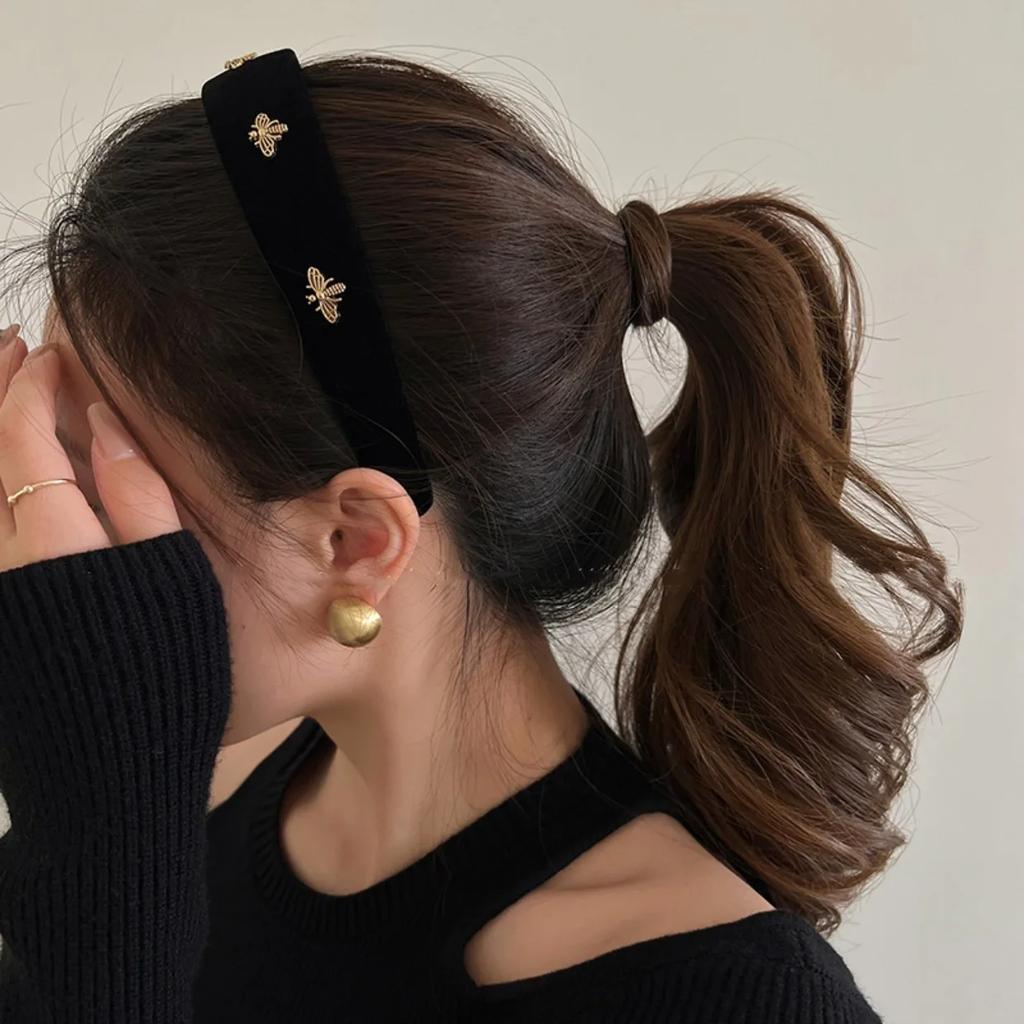1PC Retro Hair Hoop Temperament Bee Wide Hair Hoop Hairbands for Women French Versatile Fashion Headband Girl Hair Accessories