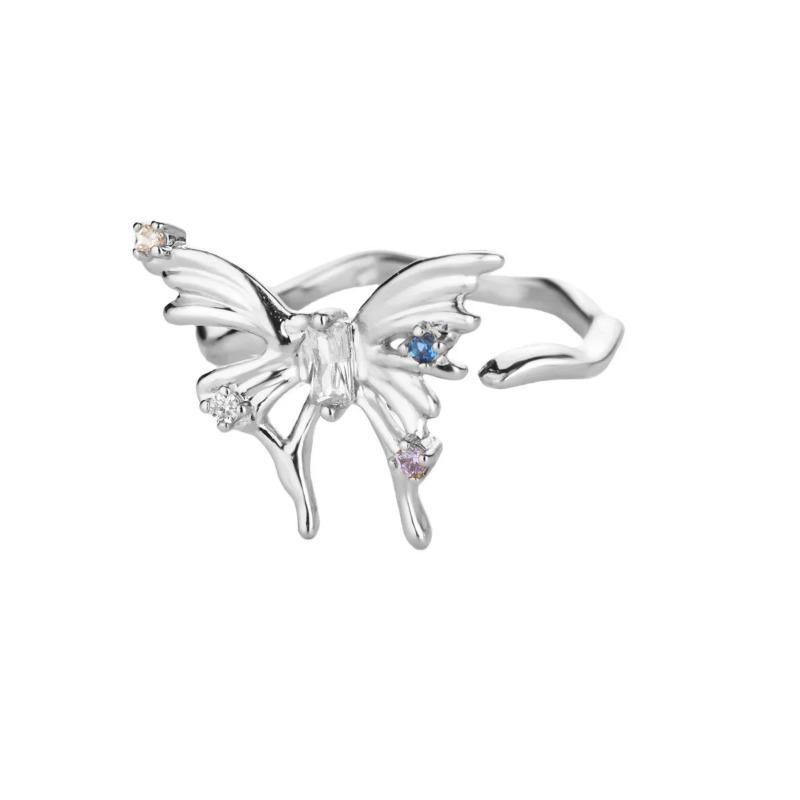 Fashion micro-inlaid zircon lines cross-word ring women's hollow ring design sense jewelry