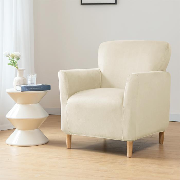 Funda Para Sillón Pequeño S, Terciopelo, Crema