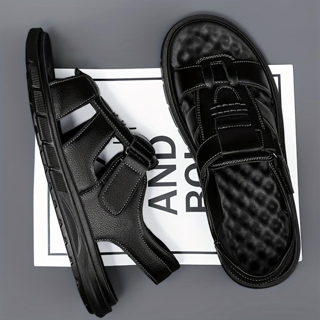 Men's Adjustable Breathable Beach Sandals - Dual Wear Driving&Casual Outdoor Shoes, Brown/Black Summer Suitable, Fashionable Design