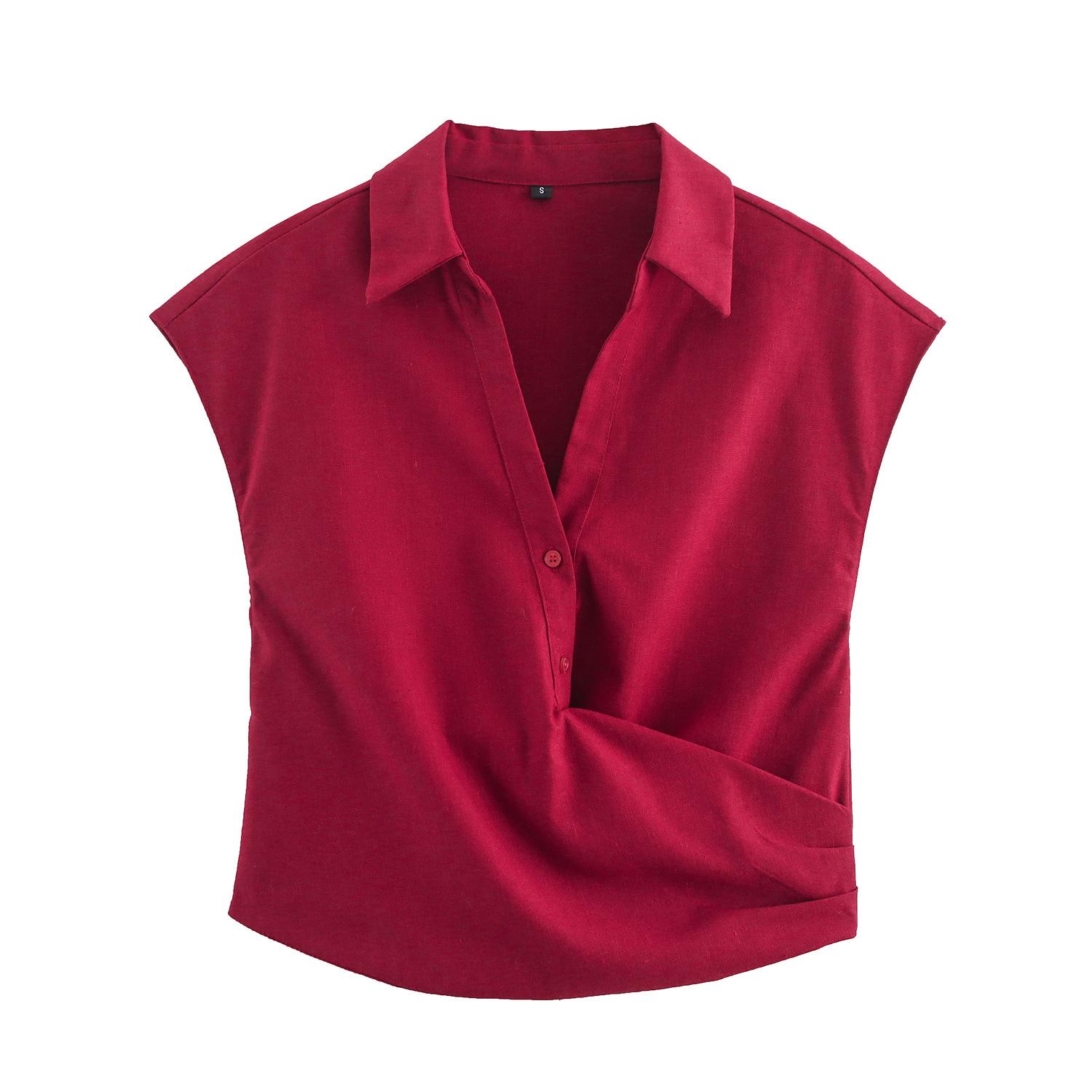 Cross-border women s clothing wholesale, European and American style fashion trend versatile blended double blouse + pleated shorts set XS