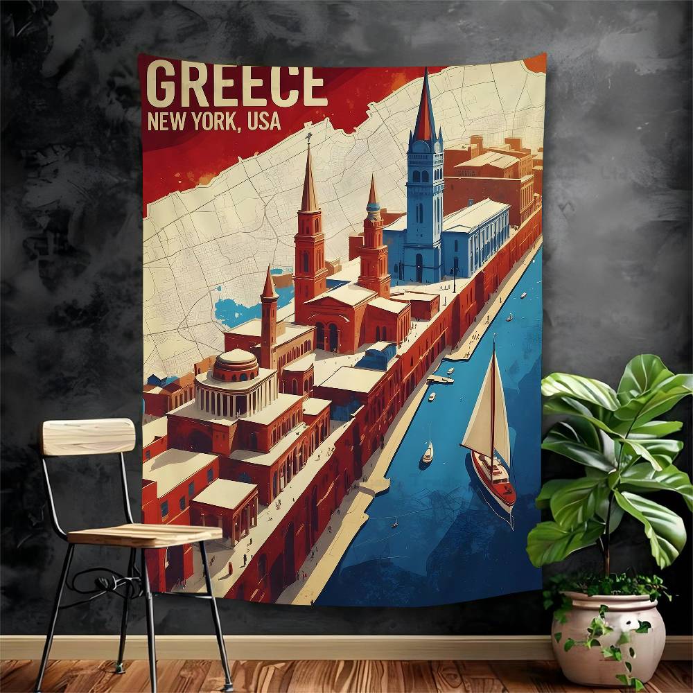 World Famous Tourist Cities DIY Wall Tapestry Hippie Flower Wall Carpets Dorm Decor Wall Art Decor