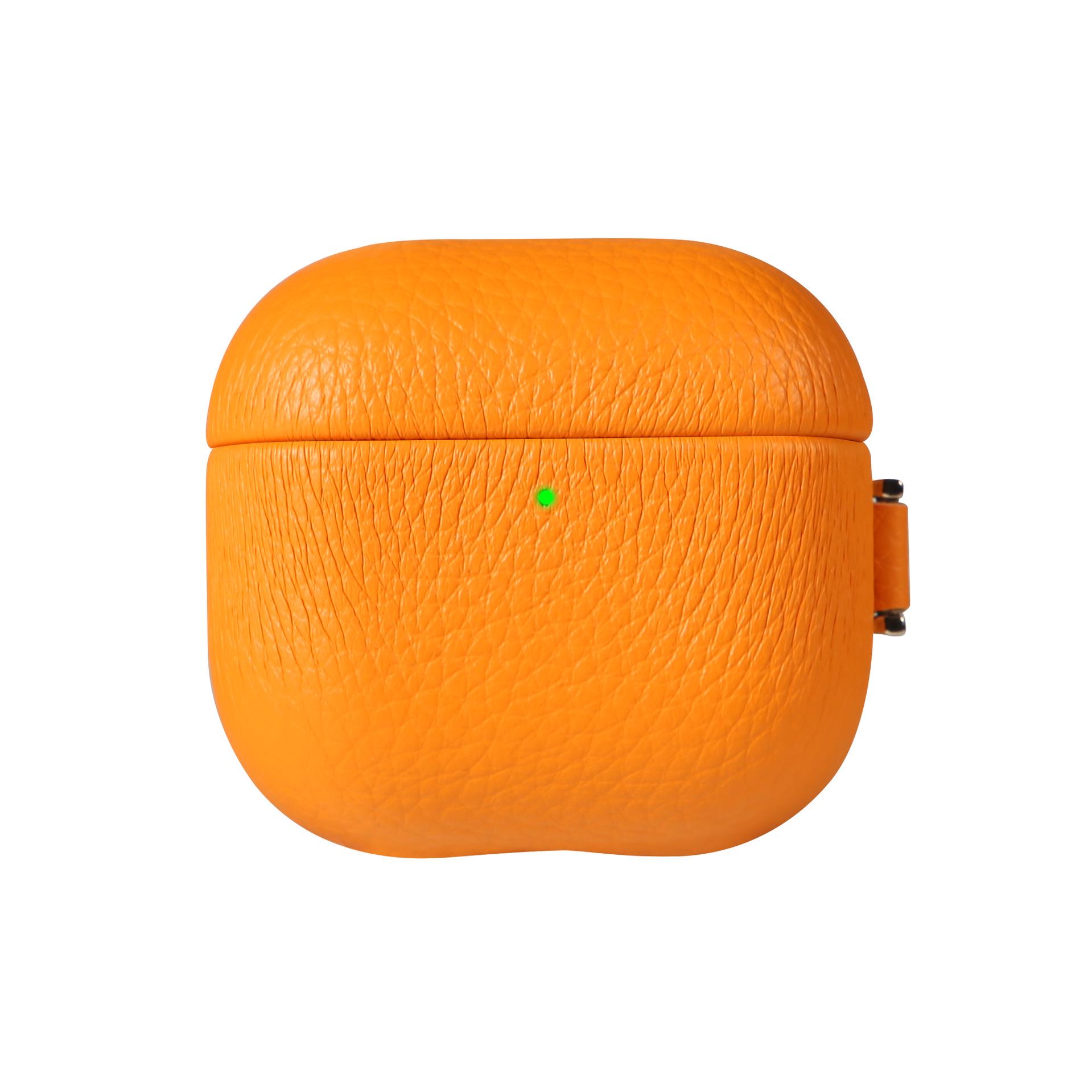 Lychee Pattern Leather Case for AirPods 4 - 4th Gen Protective Cover AirPods 1/2 Gen оранжевый