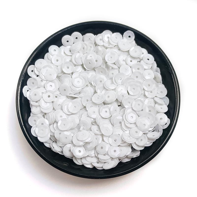 6MM Round Curved PVC Sequins with Middle Hole and Hexagonal Beads for Sewing