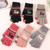 Touch Screen Winter Knitted Gloves Knitted Deer Full Finger Mittens Durable Riding Gloves  Outdoor