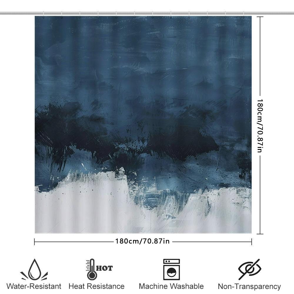 Modern Abstract Blue Shower Curtain Bathroom Decor Waterproof Fabric Available In Different Sizes For Your Space