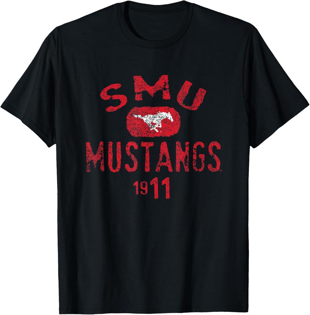 SMU Mustangs 1911 distressed logo T-shirt