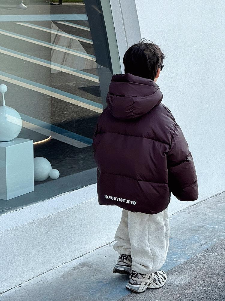 2025 Winter Korean-Style Boys' Hooded Down Jacket - Thick, Stylish Toddler Coat