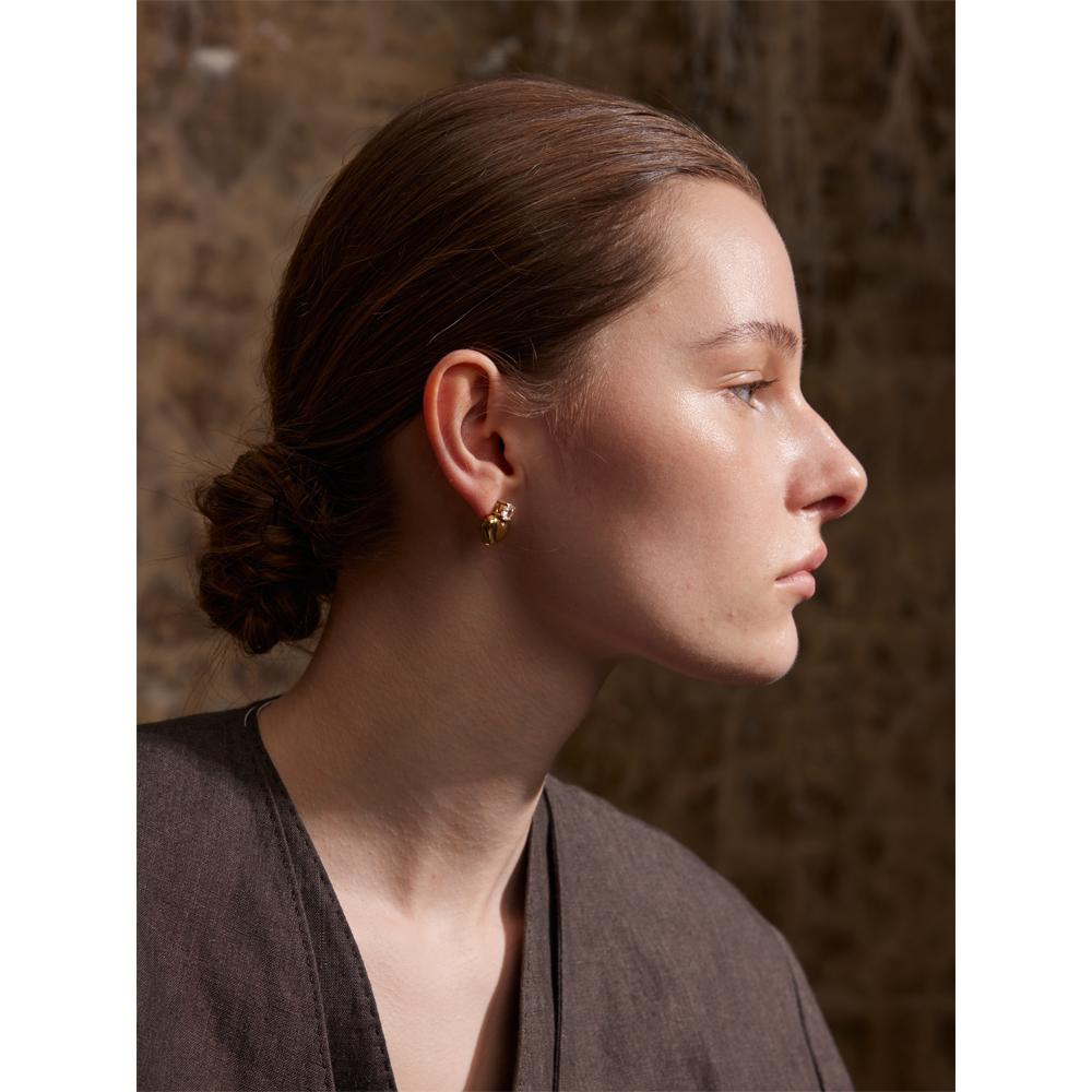 Yhpup Stainless Steel Heart Stud Earrings Bling AAA Cubic Zirconia Daily Smooth Hypoallergenic Waterproof Jewelry for Women Gift