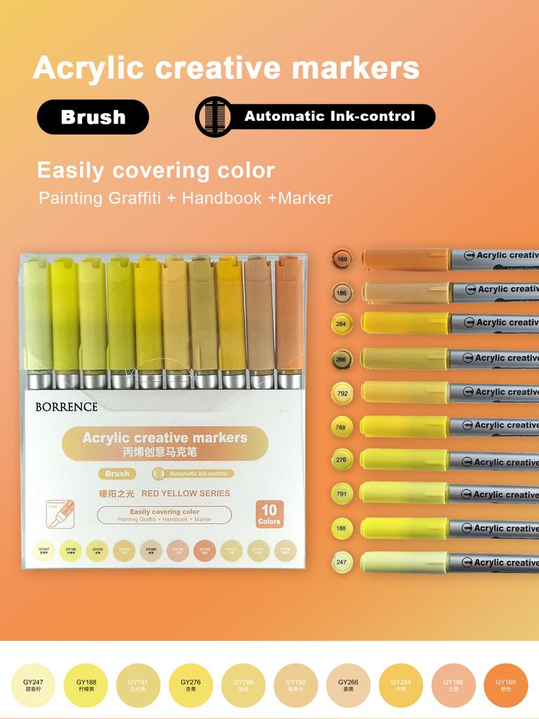 BORRENCE 120 Colors Acrylic Paint Markers Pens Set Large Ink Capacity Soft Head Direct Liquid Graffiti Painting Acrylic Markers