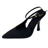 Pointed Sandals Autumn New Women's Shoes Burgundy Silk Satin Thin Heel Bag Head Empty Heel Women's High Heels