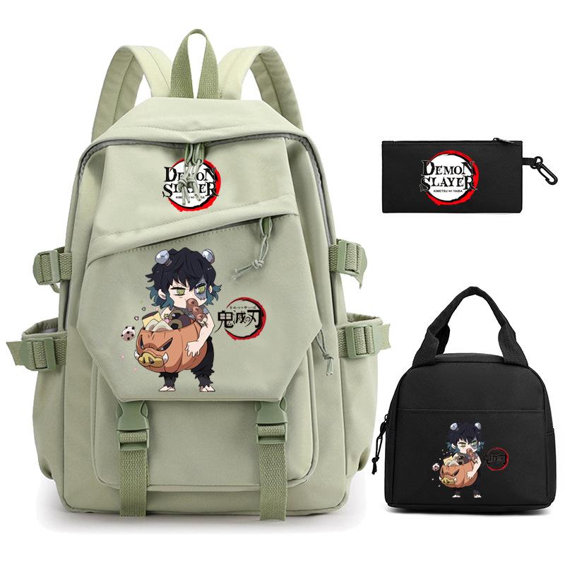 Ghost Extermination Surrounding Animation Schoolbag Trend Primary And Secondary School Students Leisure Backpack College Meal Bag Pencil Bag Set