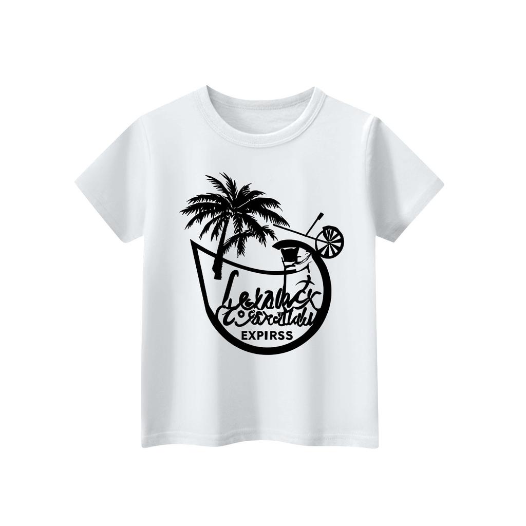 Maglietta a maniche corte con scollo a V per bambini, con stampa animalier, casual, da indossare tutti i giorni