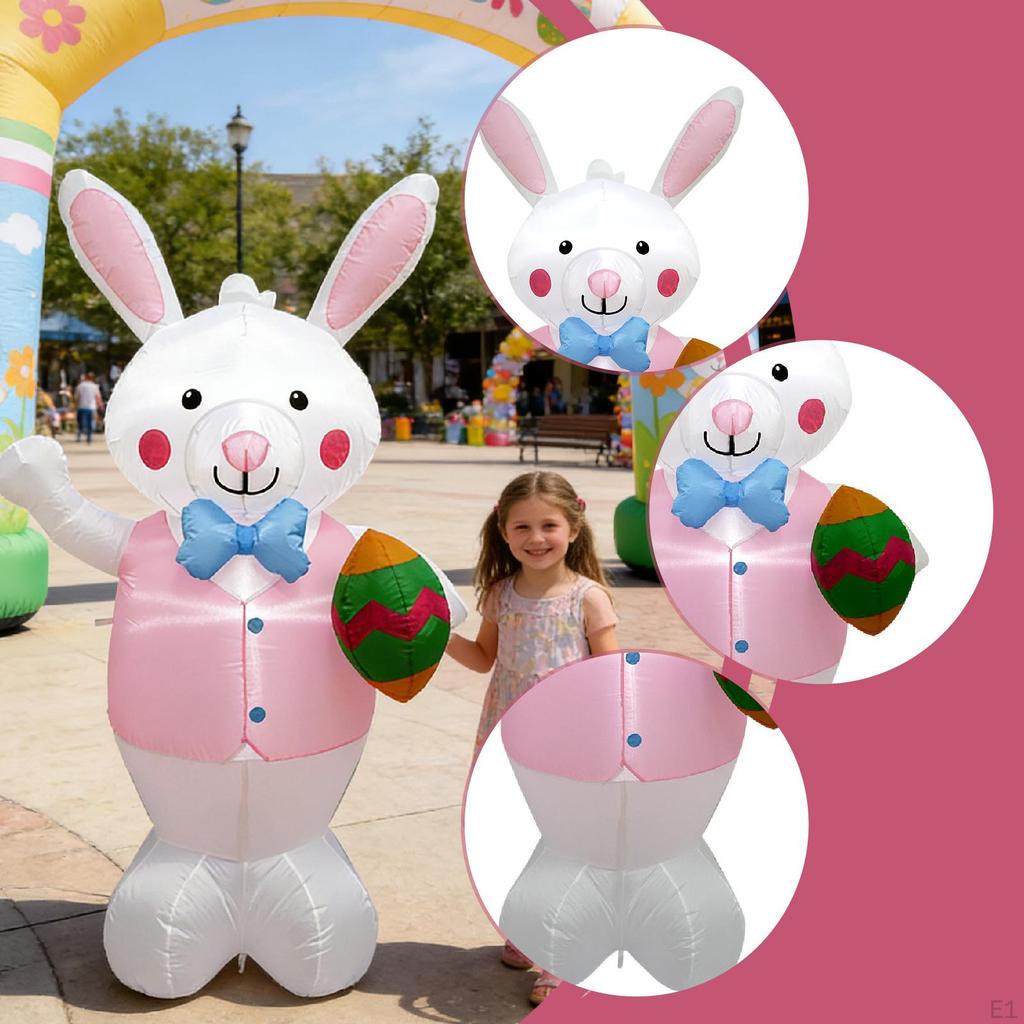 Easter Inflatable Bunny Outdoor Decor Photo Prop for Party Courtyard Outside