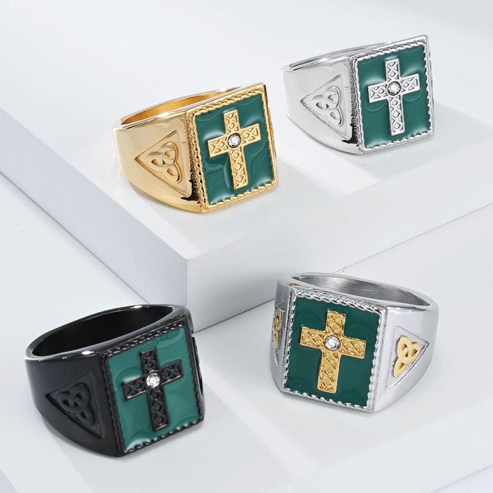 2025 Nordic Viking Celtic Cross Ring Men's Niche Personality Eternal Knot Ring.