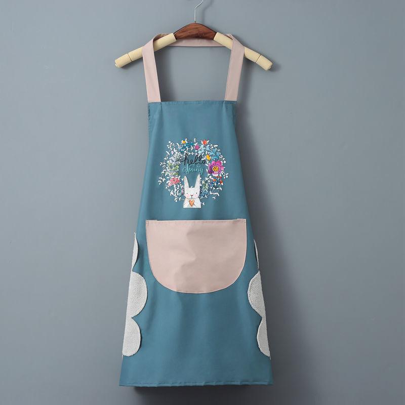Garland Rabbit Kitchen Apron, Waterproof and Stain-resistant Coral Velvet Hand Towel Apron, Neck-hanging and Waist-encircling Apron
