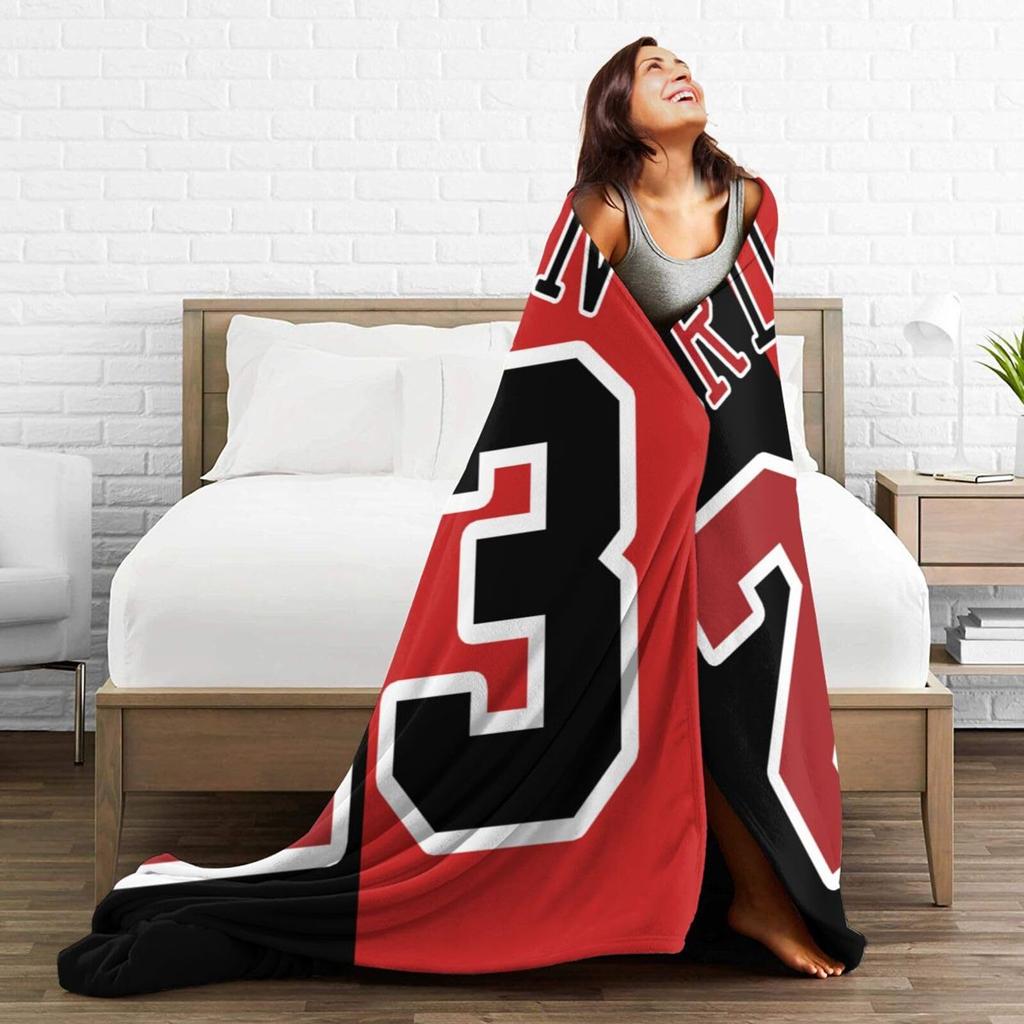 Black and Red Striped 23 Printed Blanket for Sofa Bed Travel Camping Living Room Office Conditioning Blanket