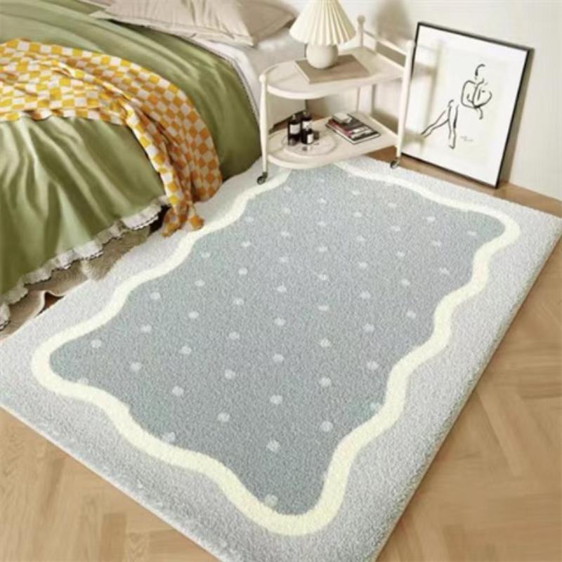 Cream Style Rugs for Bedroom Thick Plush Living Room Decoration Anti-slip Carpet Fluffy Soft Bedside Rug Home Washable Floor Mat