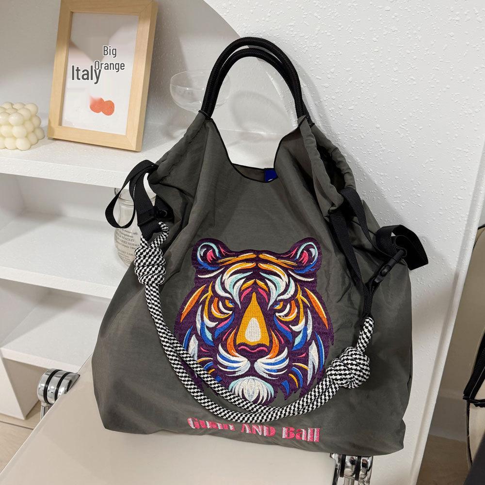 GUANchain Umweltfreundliche Damen-Handtasche: Exquisite gestickte Nylon-Einkaufstasche mit einer Schulter
