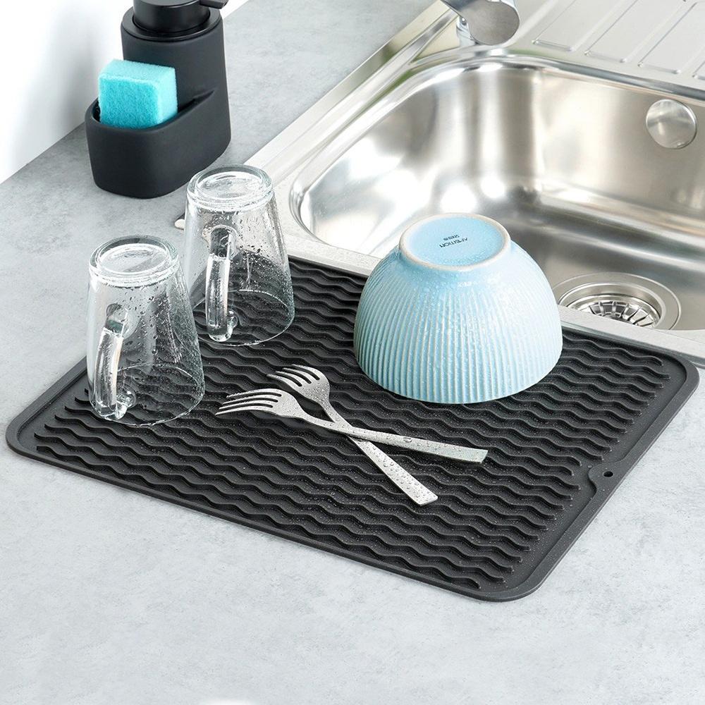 Dish Drying Mat Kitchen Rack Drainer Pots and Cups