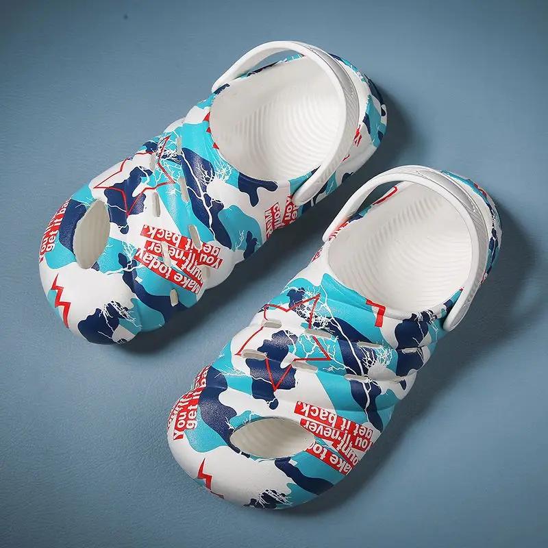 Fashion Sabot Male Slipper Camouflage Outdoor Beach Soft Hole Slides Designer Luxury Cheap Shoes Liquidation Y2k Original Eva Men's Shoe