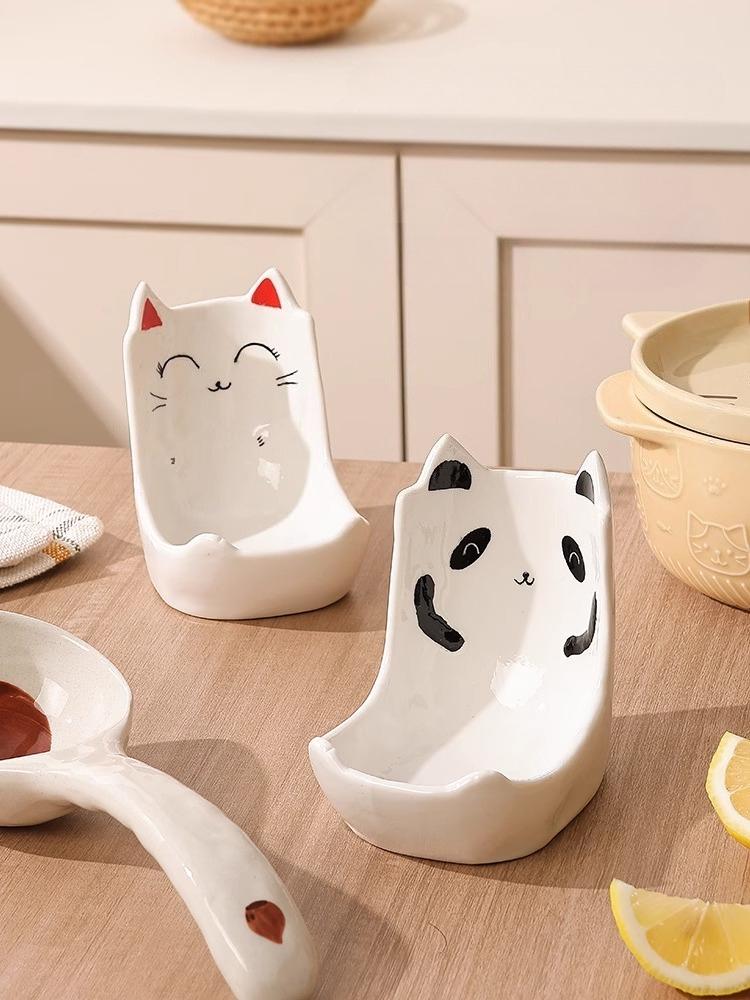 Countertop Pot Lid Rack Soup Spoon Rack Ceramic Household Multi-functional Storage Shelf Hot Pot Male Spoon Water Draining Rack