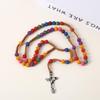 Colorful Cross Rose Prayer Beads Necklace - Easter Gift Jewelry