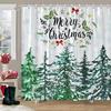 Merry Christmas Bathroom Curtains Snowman Christmas Tree Gift Red Truck Polyester Fabric Washable Shower Curtain Bathroom Decor