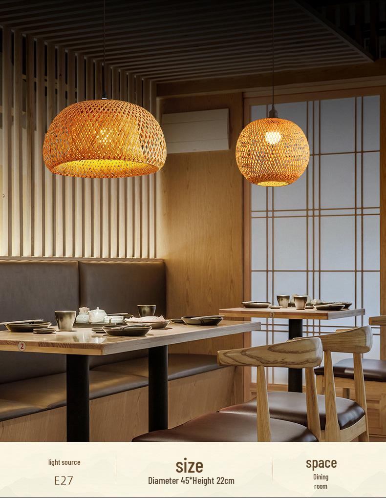 Bamboo Zen Pendant Light: Artistic Bamboo Weave Lantern for Tea Rooms and Tables