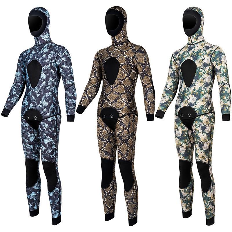 3mm Neoprene Wetsuit Separates Camouflage Dive Suit Surfing Snorkeling Swimming Mens Thermal Water Sport Gear